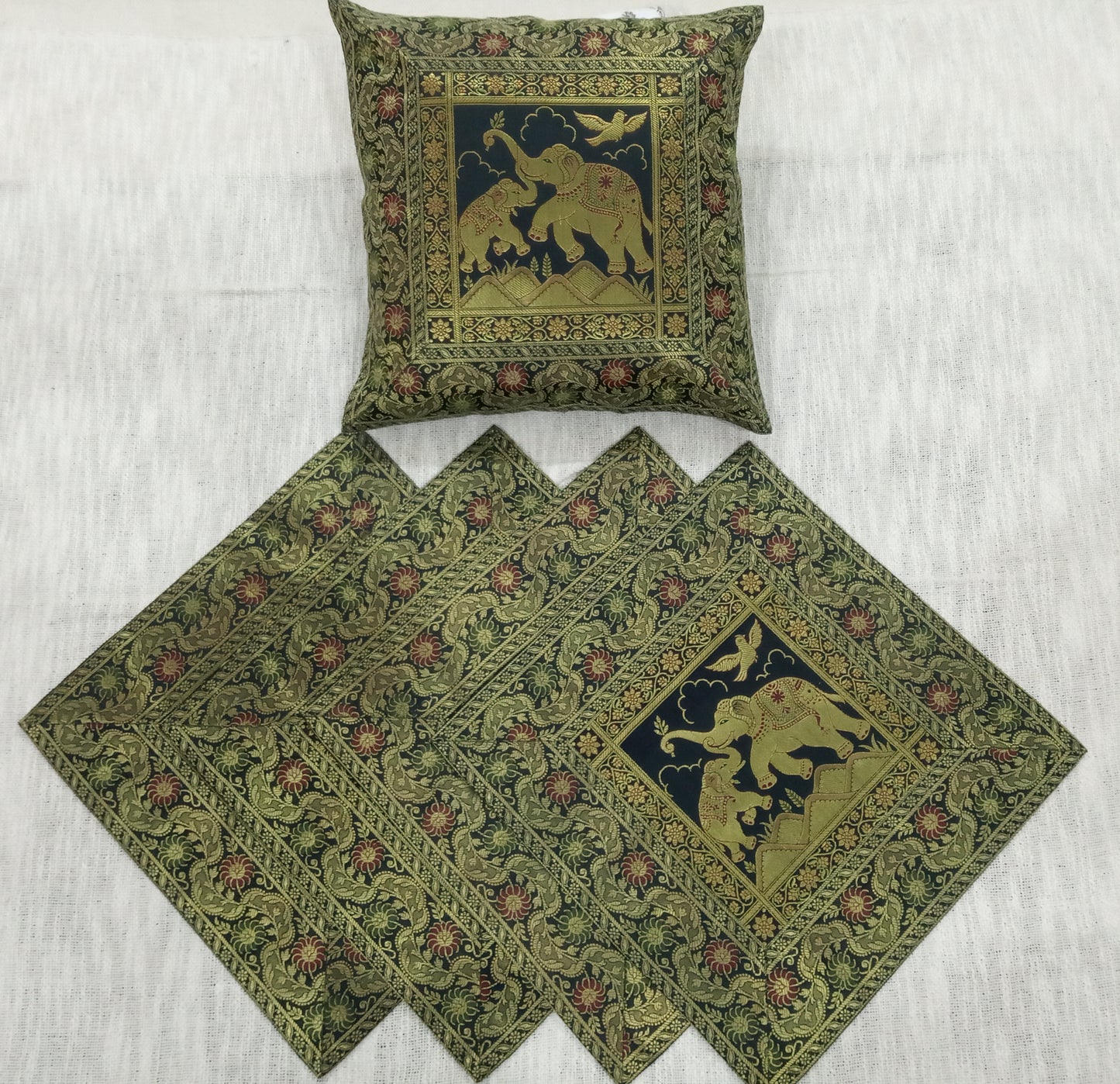 Banarasi Silk Cushion Cover (Set of 5 Pcs)
