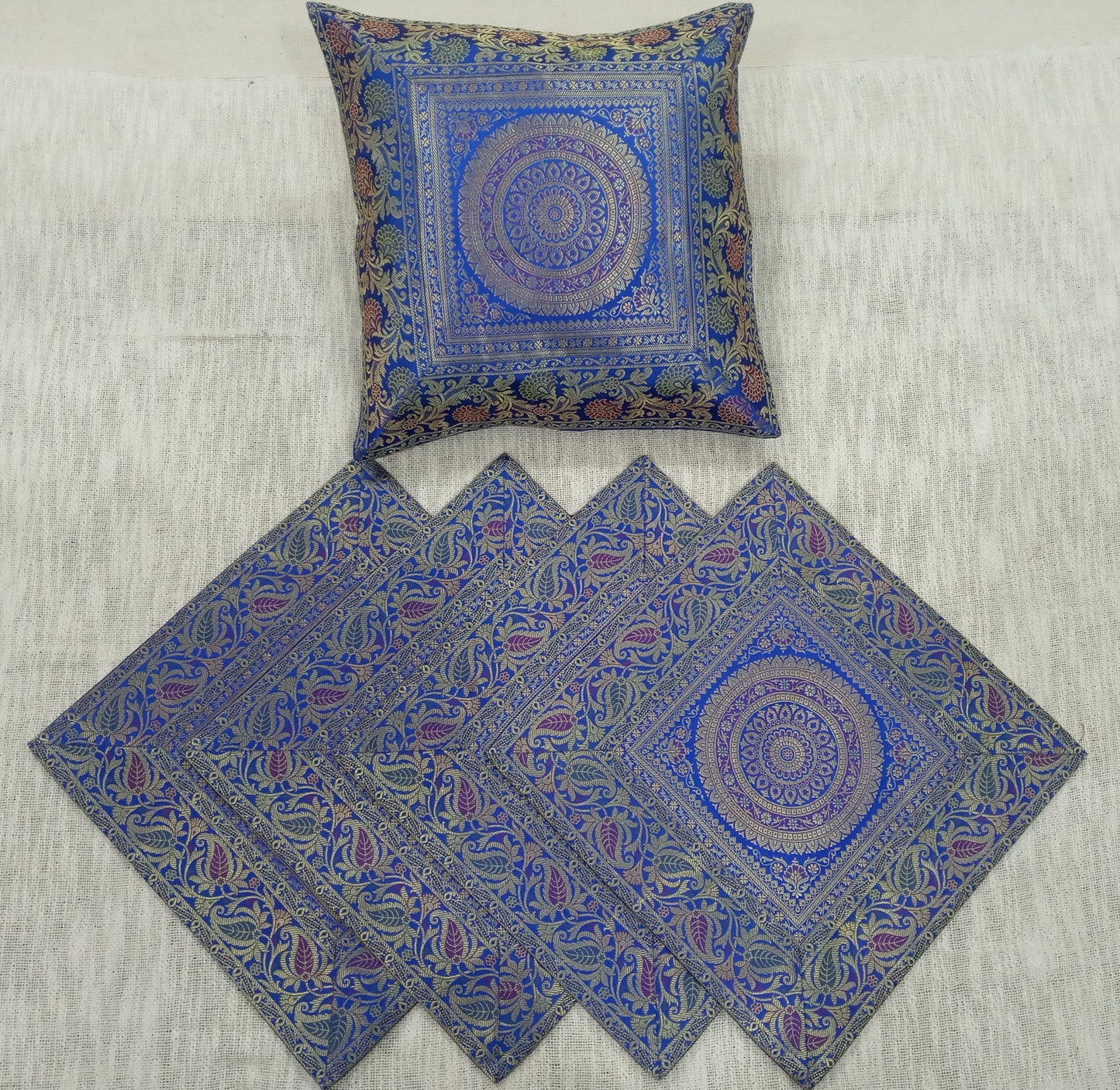 Banarasi Silk Cushion Cover (Set of 5 Pcs)