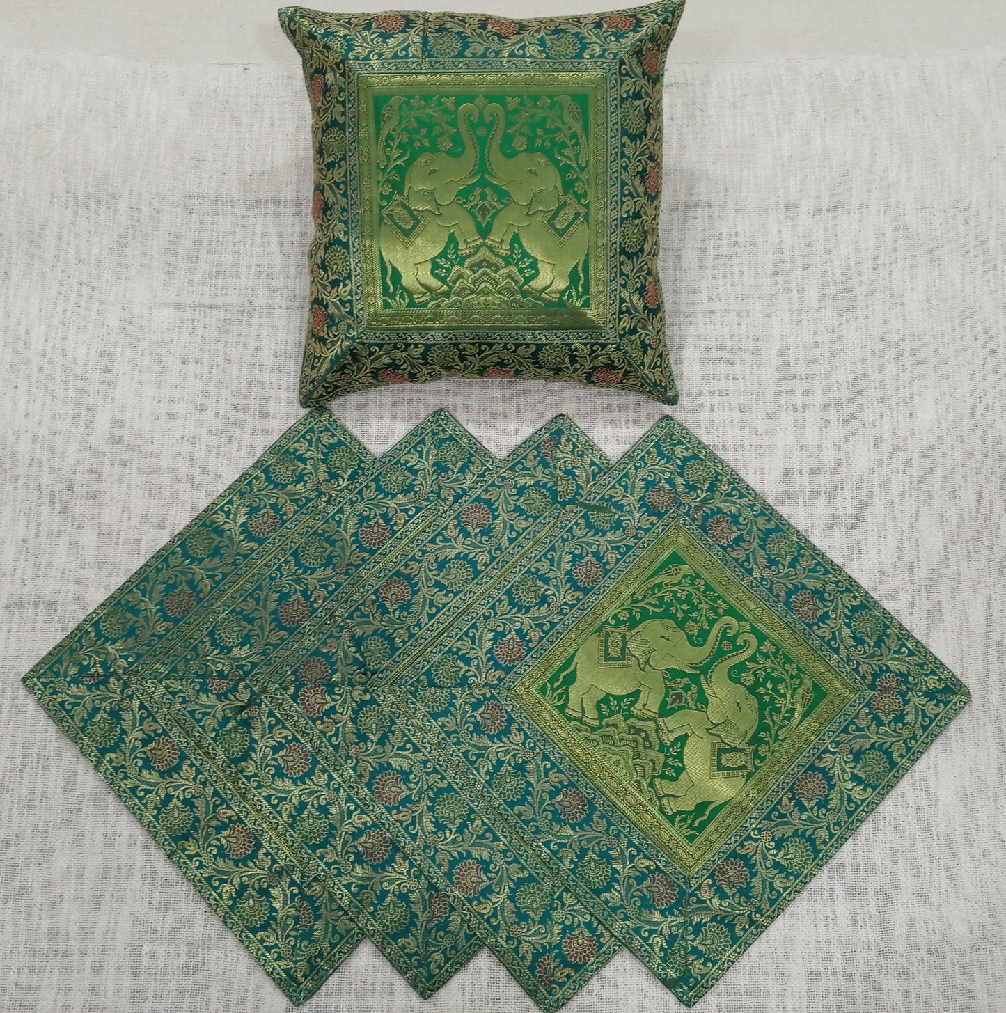 Banarasi Silk Cushion Cover (Set of 5 Pcs)