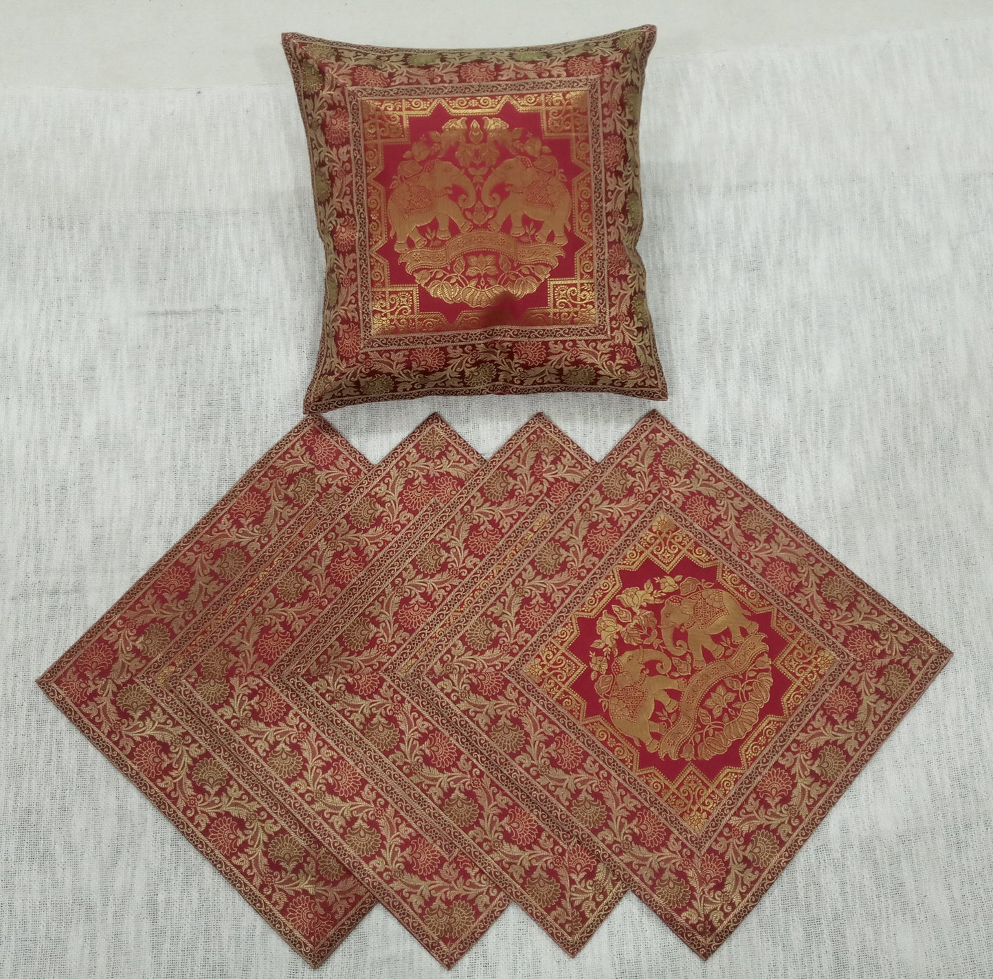 Banarasi Silk Cushion Cover (Set of 5 Pcs)