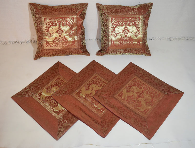 Banarasi Silk Cushion Cover (Set of 5 Pcs)
