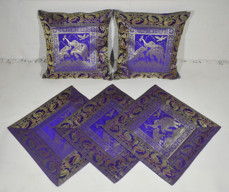 Banarasi Silk Cushion Cover (Set of 5 Pcs)