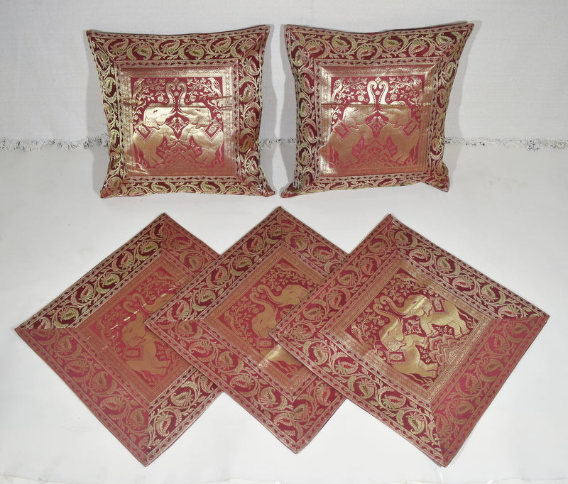 Banarasi Silk Cushion Cover (Set of 5 Pcs)