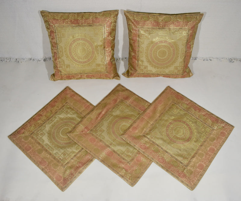Banarasi Silk Cushion Cover (Set of 5 Pcs)