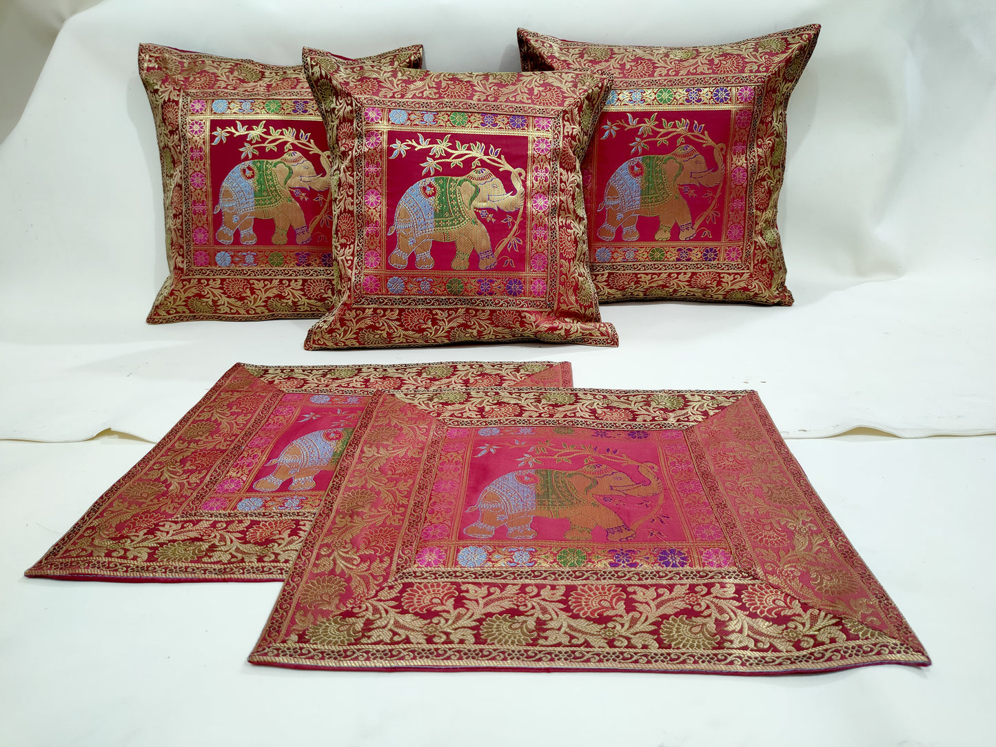 Banarasi Silk Cushion Cover (Set of 5 Pcs)