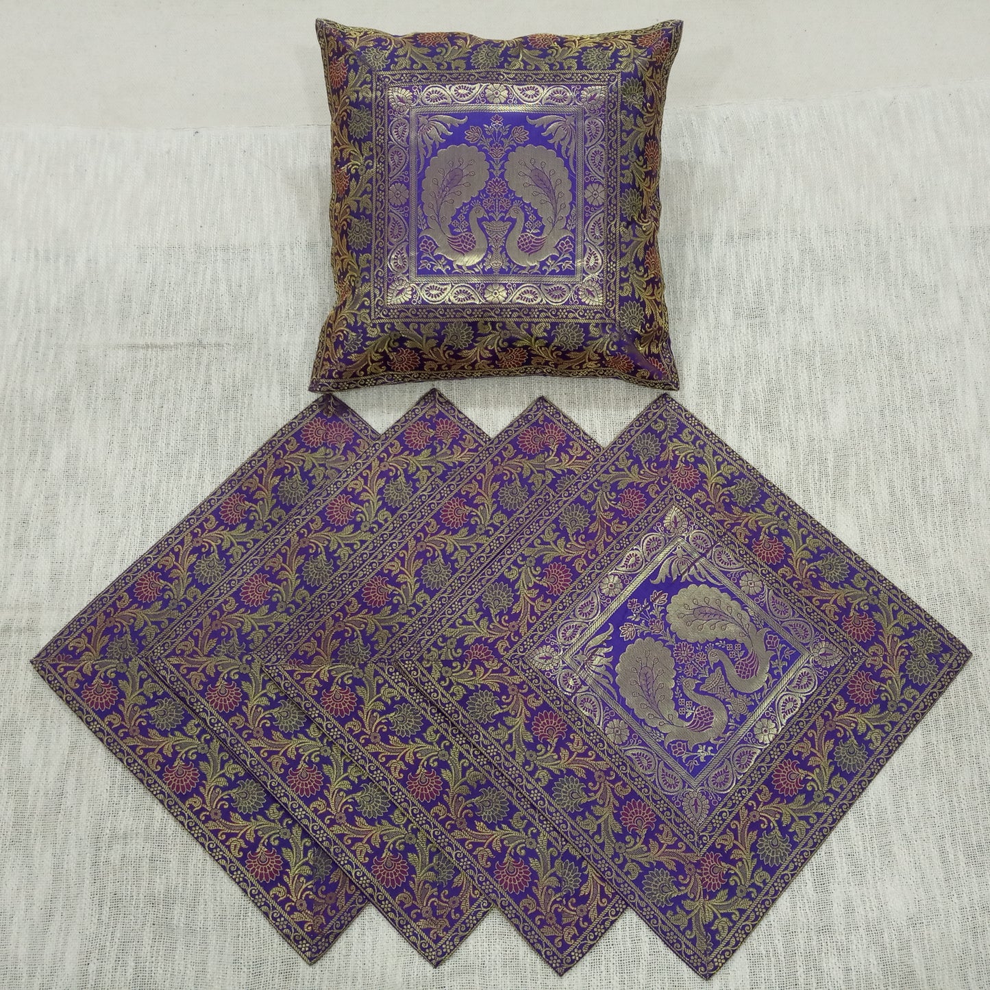 Banarasi Silk Cushion Cover (Set of 5 Pcs)