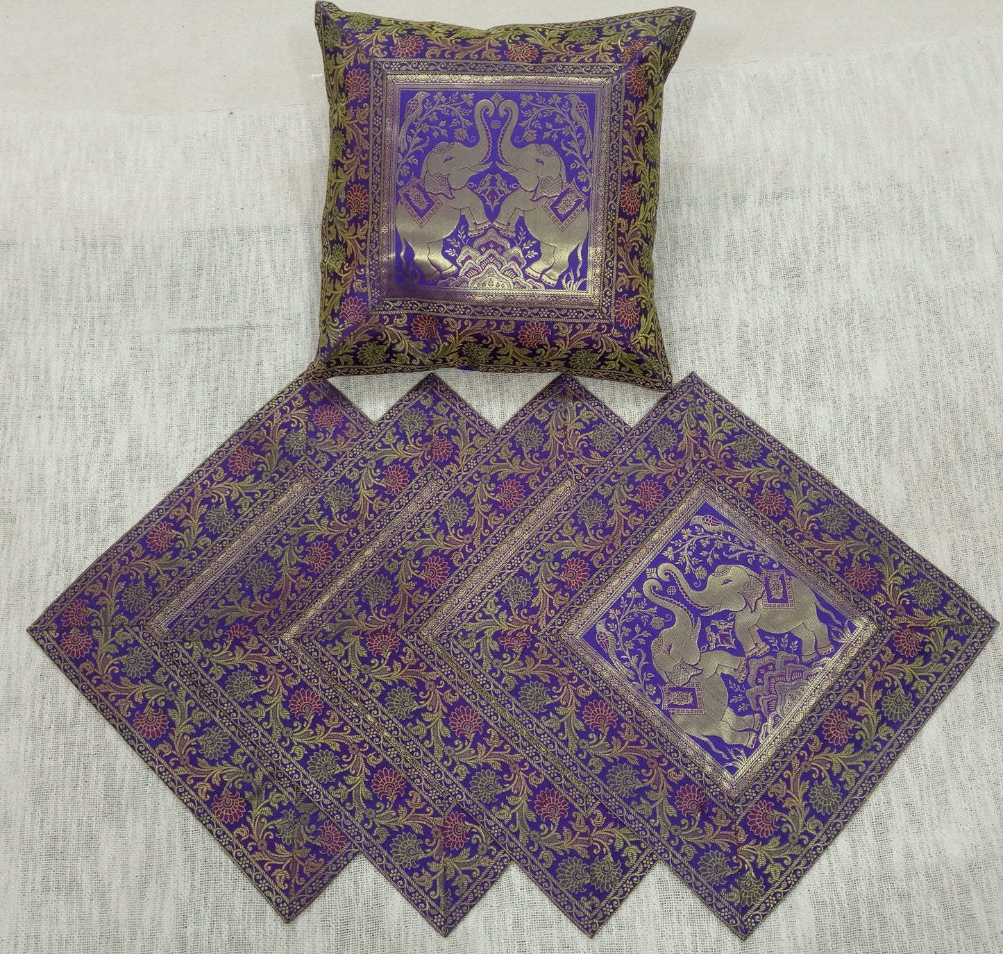 Banarasi Silk Cushion Cover (Set of 5 Pcs)