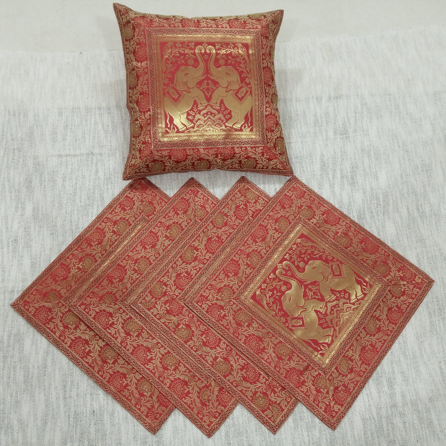 Banarasi Silk Cushion Cover (Set of 5 Pcs)