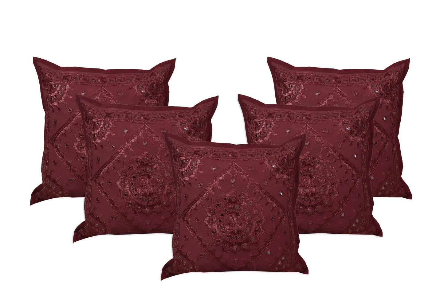 Mirror Embroidery Cushion Cover (Set of 5 Pcs)