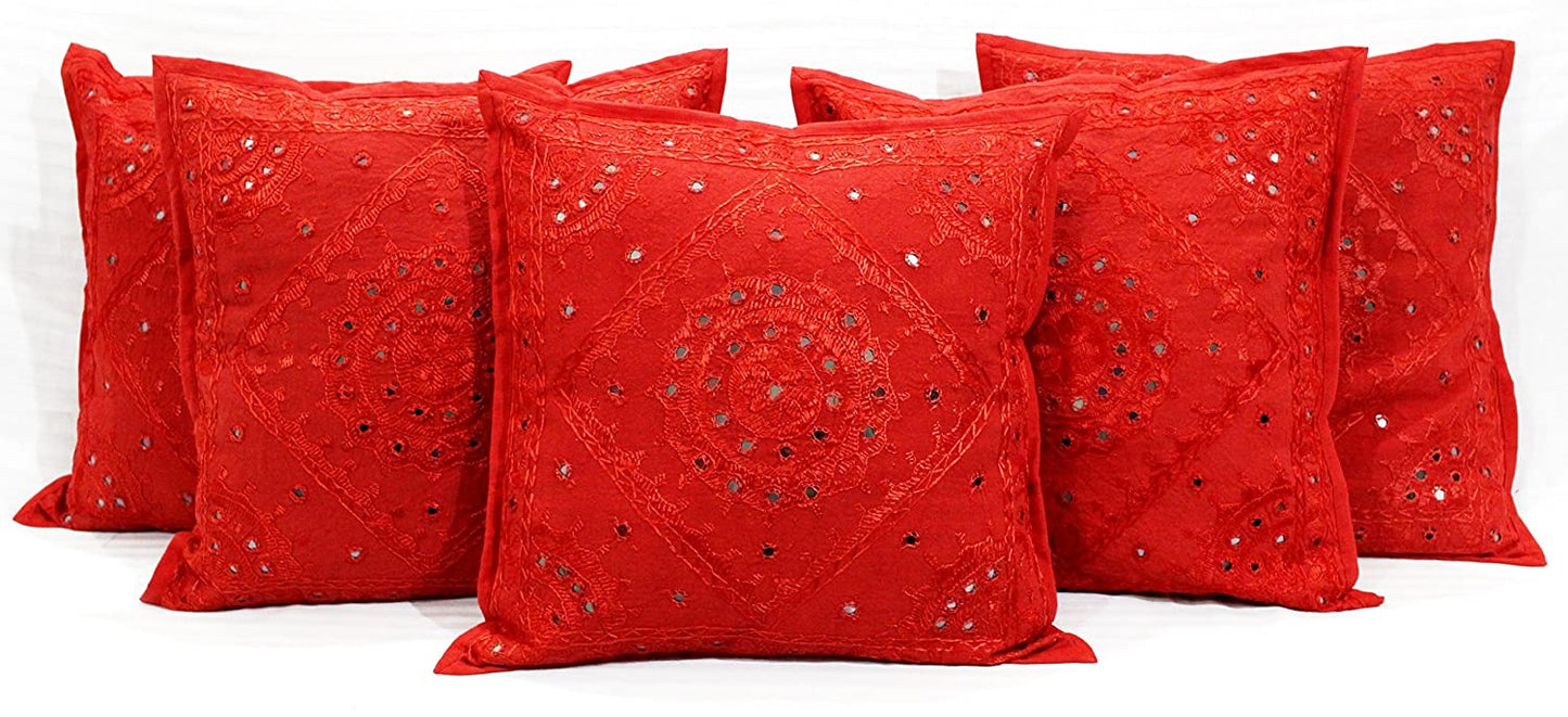 Mirror Embroidery Cushion Cover (Set of 5 Pcs)