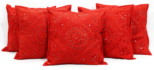 Mirror Embroidery Cushion Cover (Set of 5 Pcs)
