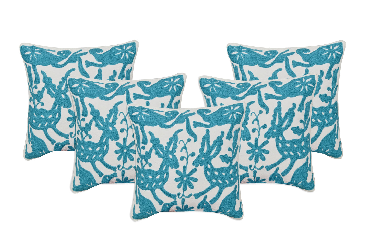 Woolen Thread Embroidery Cushion Cover (Set of 5 Pcs)