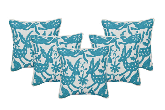 Woolen Thread Embroidery Cushion Cover (Set of 5 Pcs)