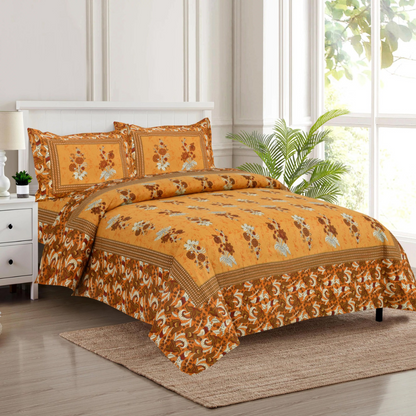 Rose Pattern King Size Cotton Bedsheet Set