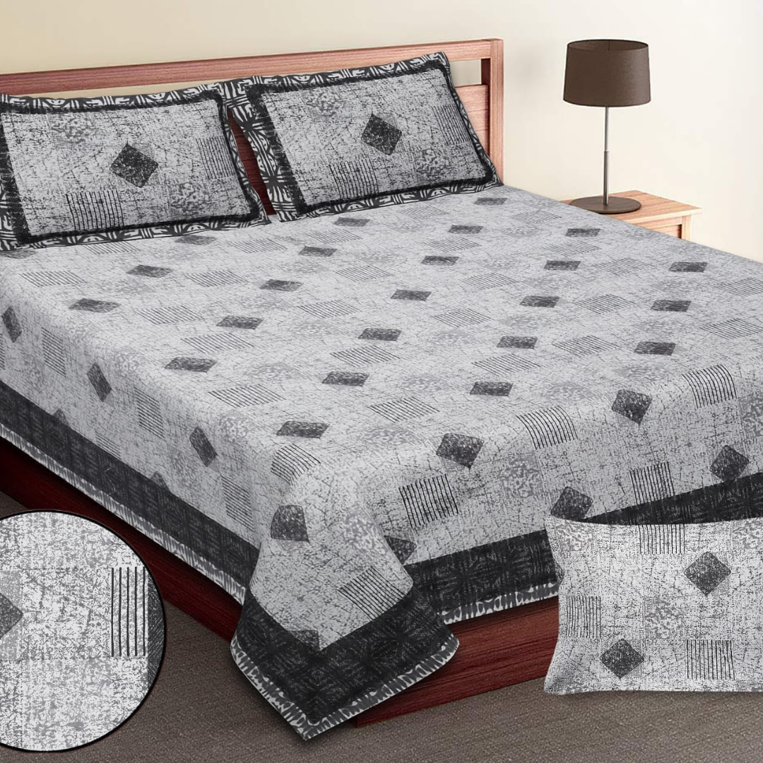 GEOMETRICAL PRINTS-King-Size Bed Sheet Set