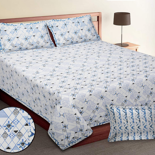 GEOMETRICAL PRINTS-King-Size Bed Sheet Set