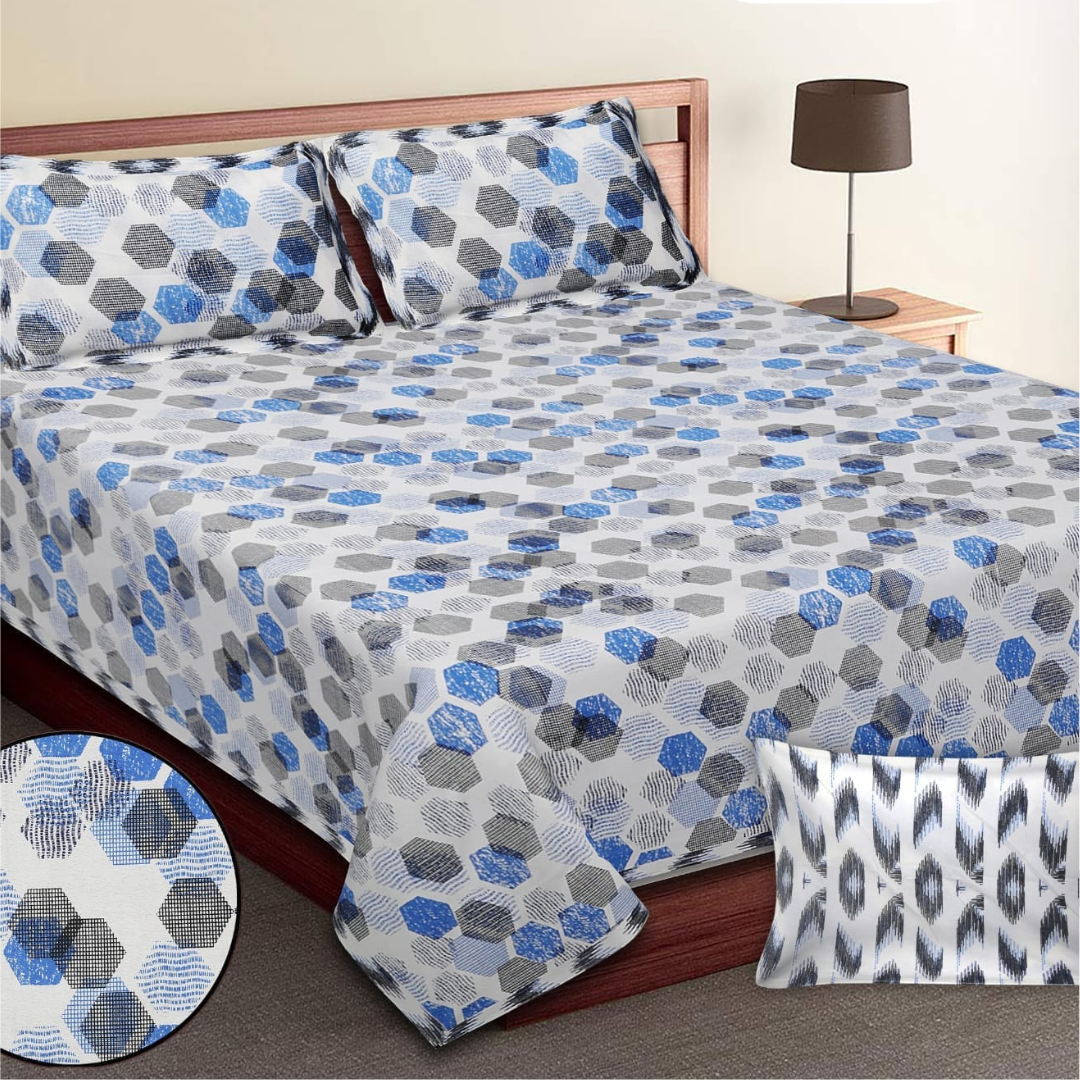 GEOMETRICAL PRINTS-King-Size Bed Sheet Set