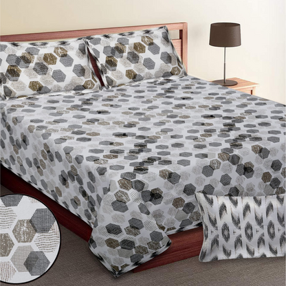 GEOMETRICAL PRINTS-King-Size Bed Sheet Set