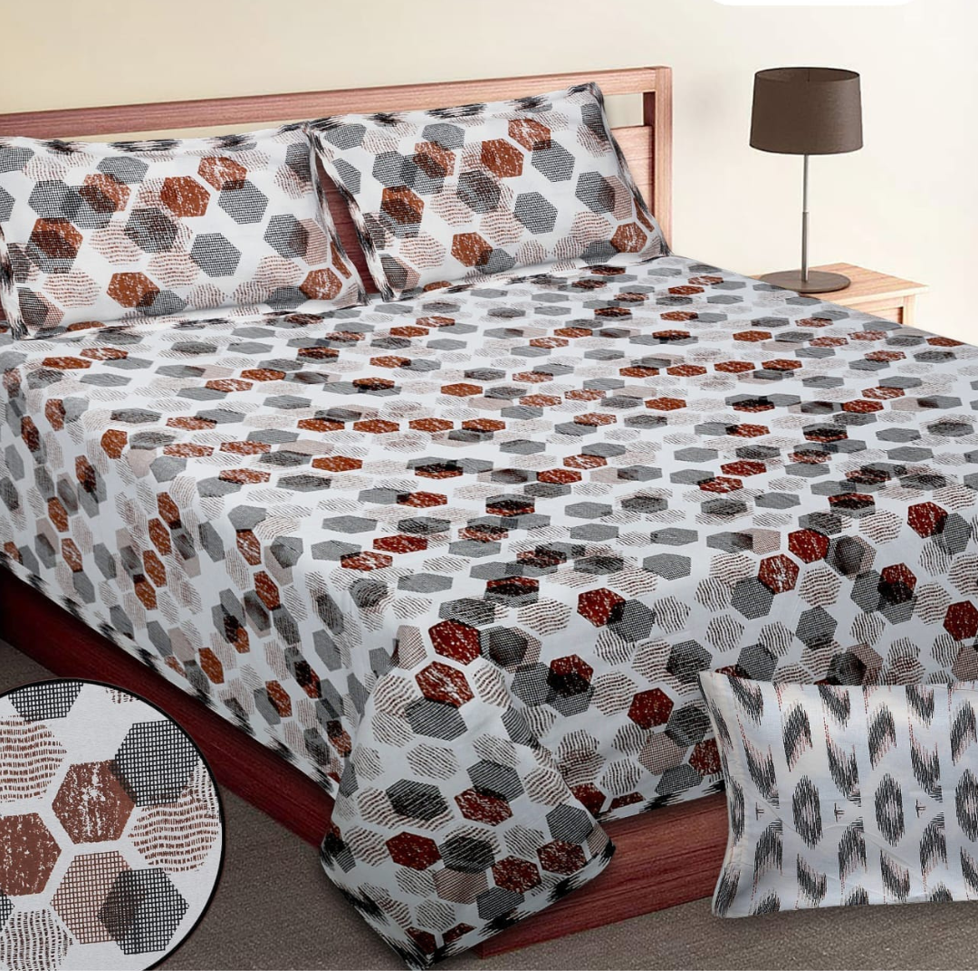 GEOMETRICAL PRINTS-King-Size Bed Sheet Set