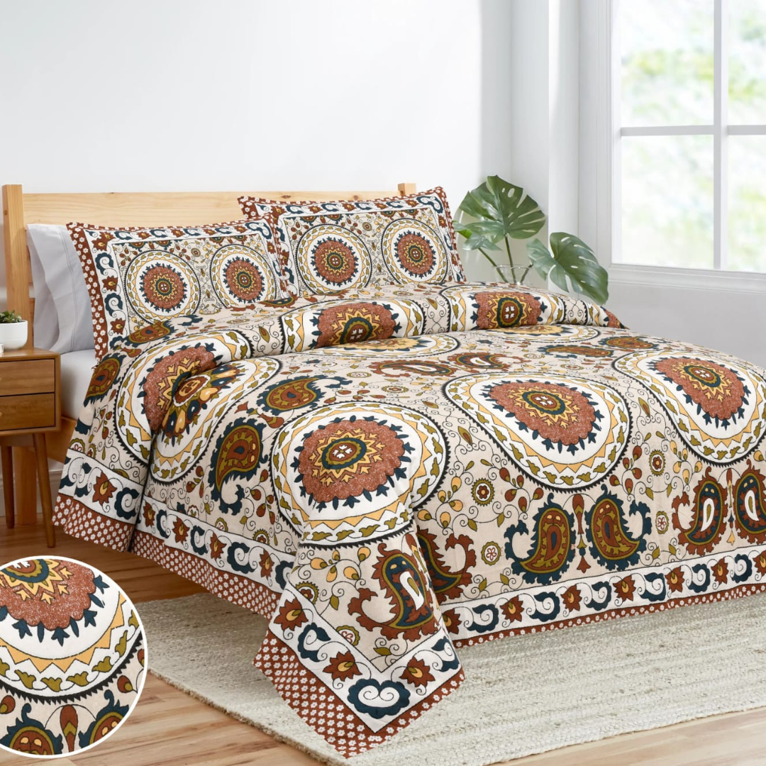 DARBAR Cotton King Printed Flat Double Bedsheet