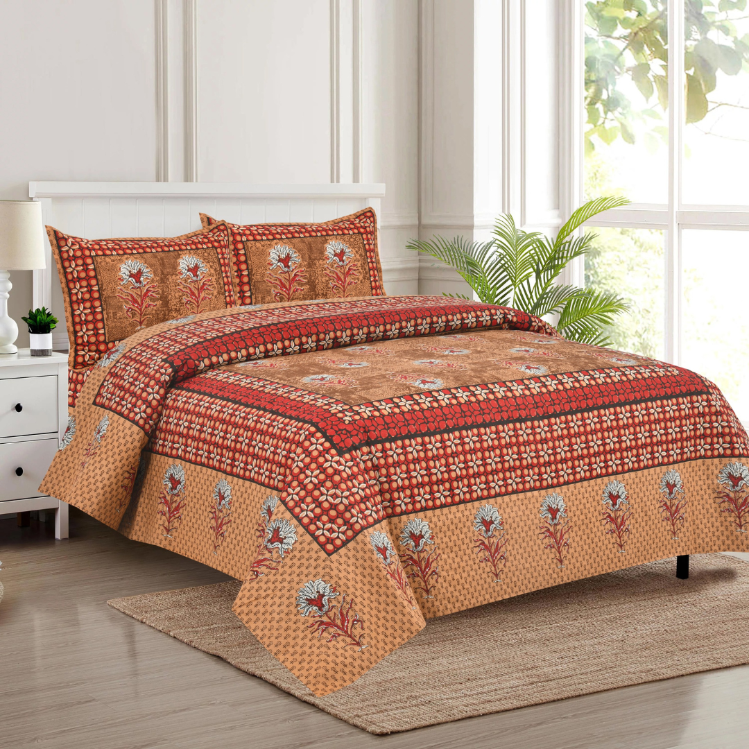 Geometric Diamond Print King-Size Bed Sheet Set