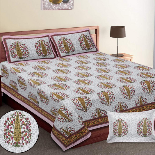 ARTISTIC-  Floral Jumbo Size Flat Bedsheet