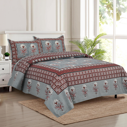 Geometric Diamond Print King-Size Bed Sheet Set