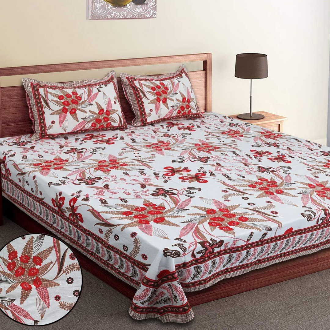 ARTISTIC-Pure Cotton King Size Double Bedsheet